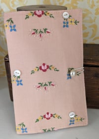 Image 1 of Vintage Peach Linen & Embroidered Notebook