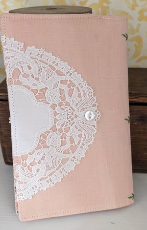 Image of Vintage Peach Linen & Embroidered Notebook