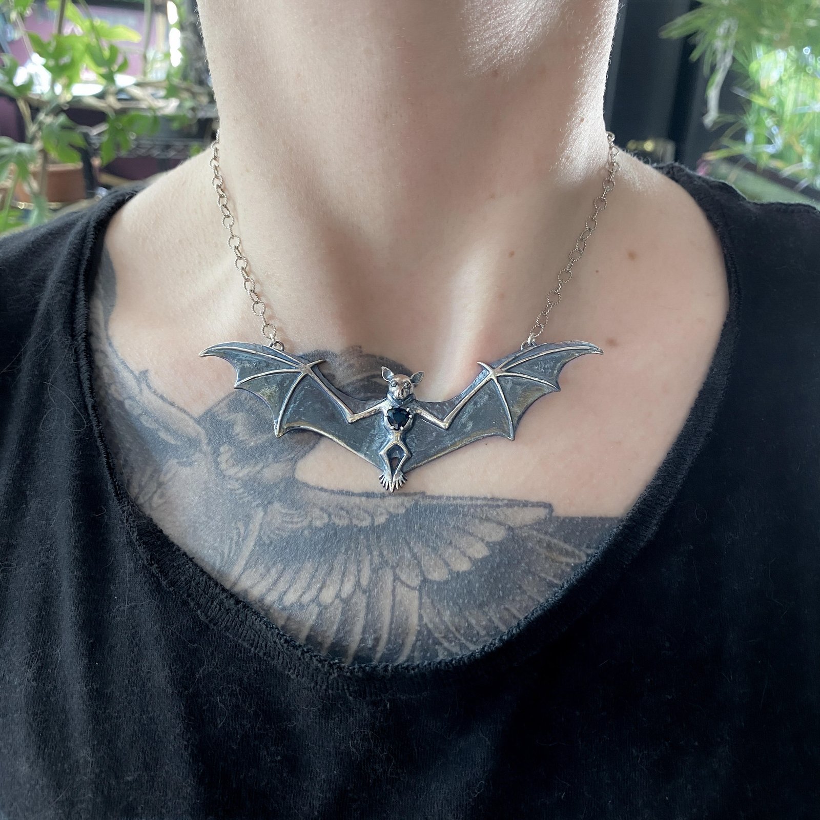 Silver Bat Skeleton Necklace — Equus Couture