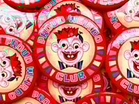 Image of Proud Weirdo Club Old Timey Goofball Face Pinback Button | Retro Silly Art | Proud Weirdo Badge | Fu