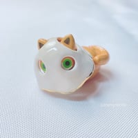 Image 3 of Orange loaf cat with ghost mask ceramic figurine