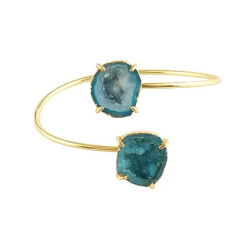 Image of Double Stone Green Geode druzy Bracelet 