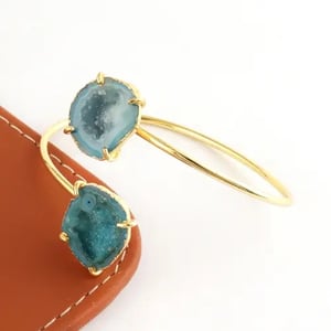 Image of Double Stone Green Geode druzy Bracelet 