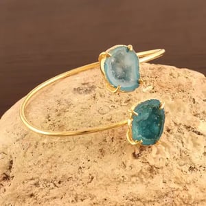 Image of Double Stone Green Geode druzy Bracelet 