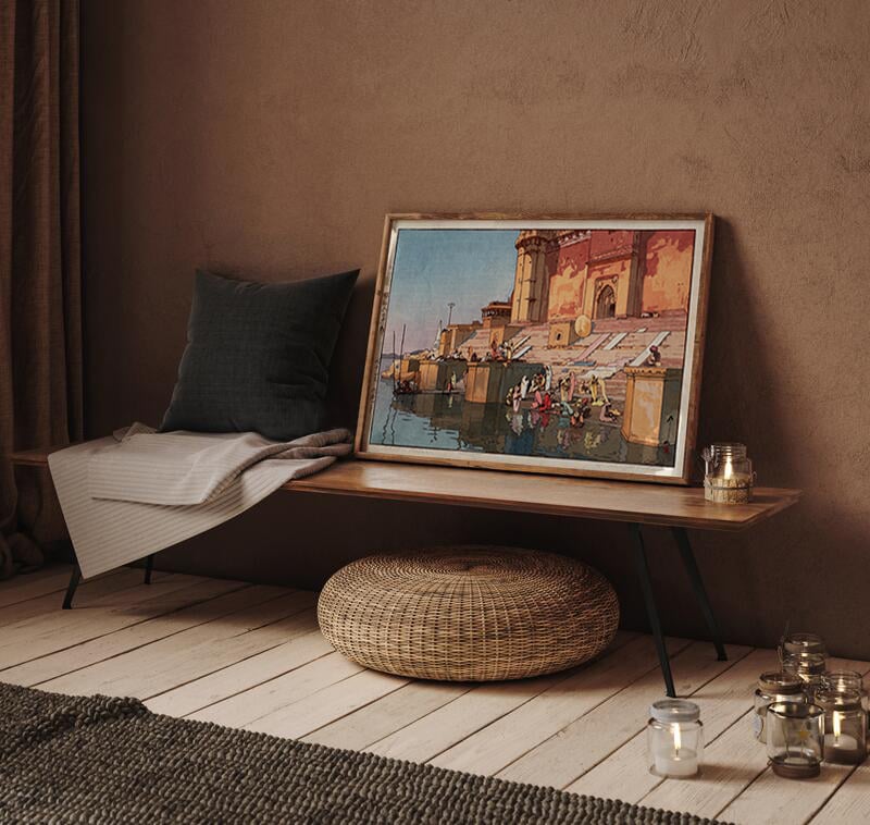 Écharpe Fine Baba Benares Lunghi - 180x95 Cm - 100% Viscose - Imprimé Traditionnel Hindou - Unisexe - Taille Unique