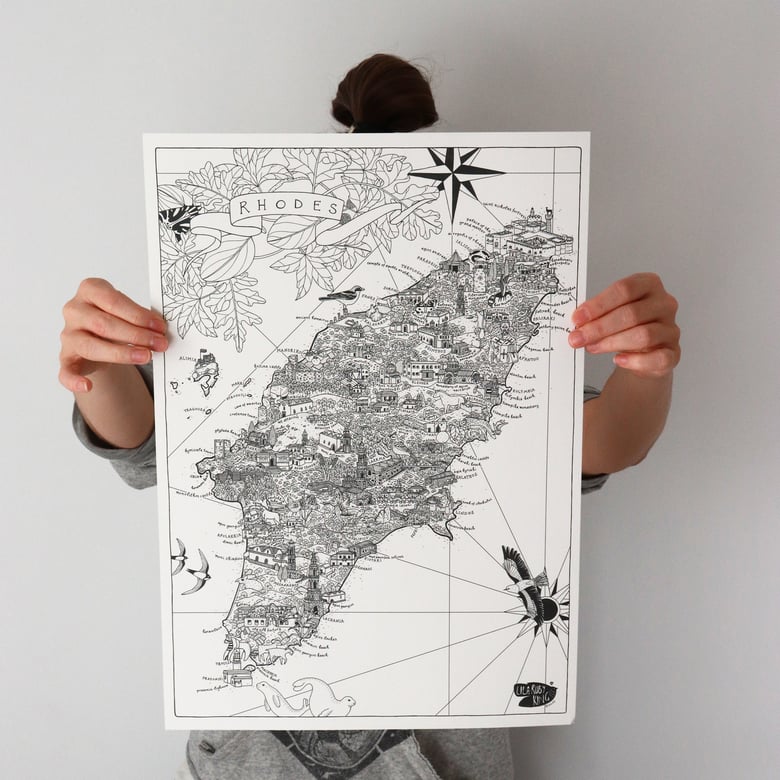 Image of Illustrated Map of Rhodes