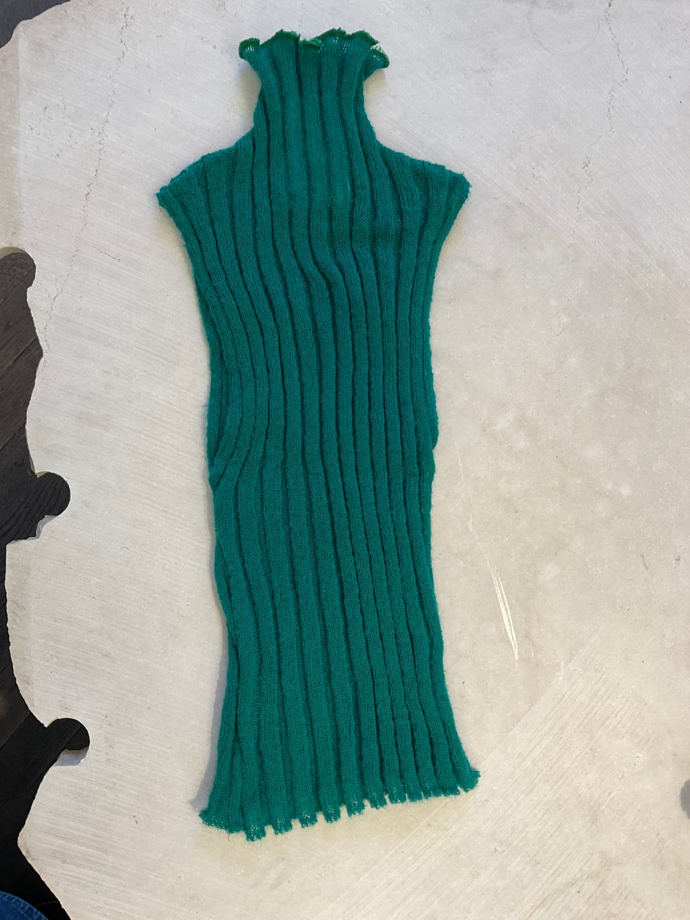 Mohair ribb knitted top dark green 