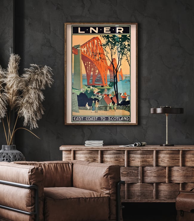 Forth Bridge Vintage Poster | East Coast to Scotland L.N.E.R | Henry George Gawthorn 