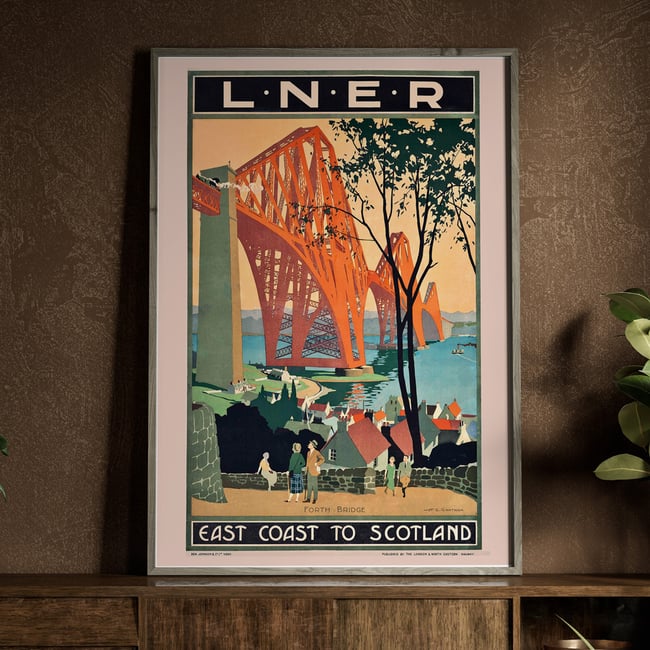 Forth Bridge Vintage Poster | East Coast to Scotland L.N.E.R | Henry George Gawthorn 