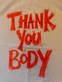 Image 1 of White Thank You Body shirt with orange text (XL)