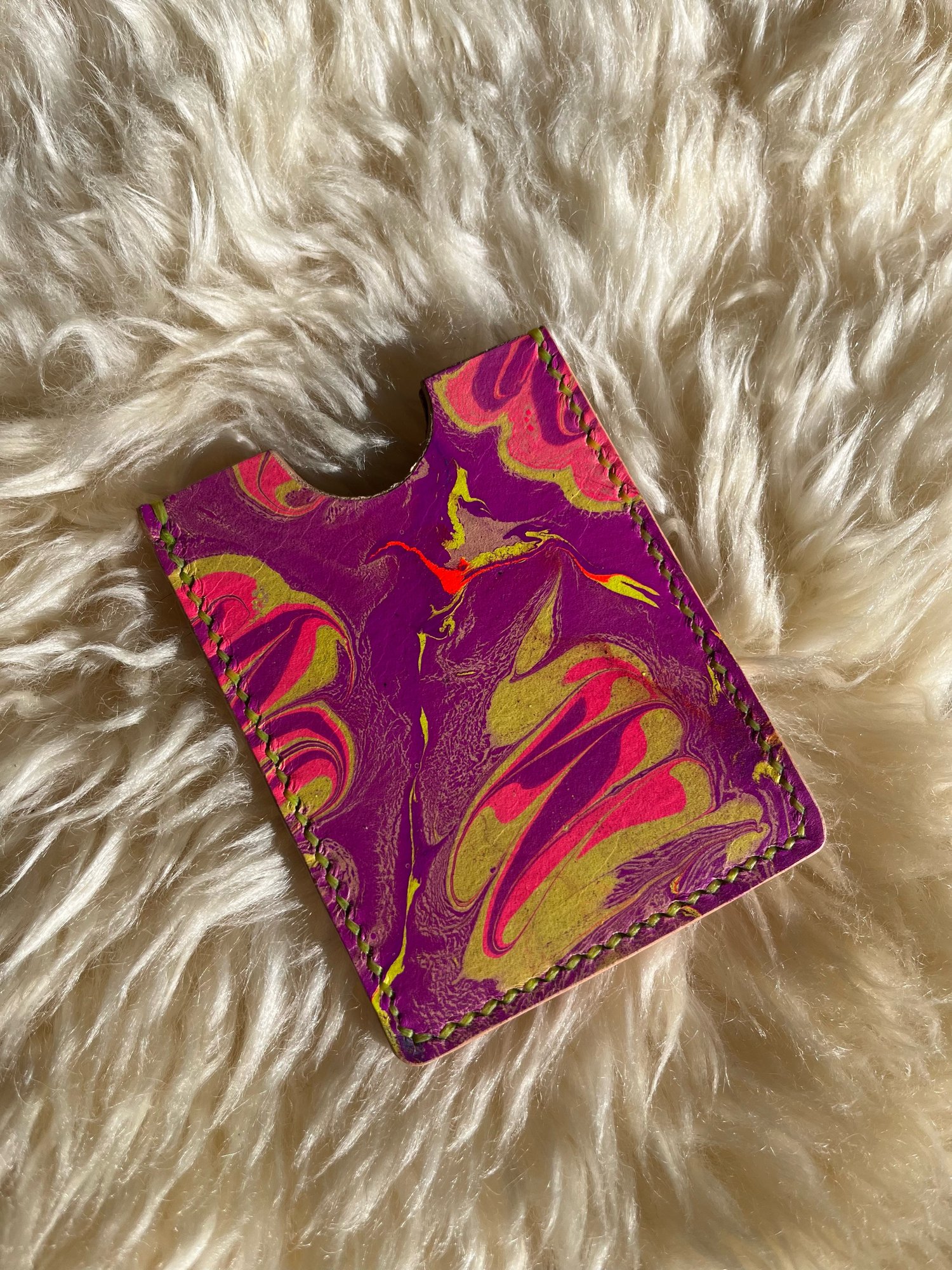 Image of Neon Purple/Yellow Marbled Cardholder 