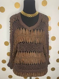 Image 1 of I.N.C Brown Crochet Top - Size: M/L
