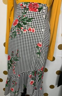 Image 4 of Floral Plaid Skirt - Size: M/L