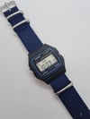 Retro Casio F91W Watch, on a Navy Blue NATO Strap