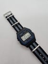 Retro Casio F91W Watch, on a black grey bond NATO Strap 007