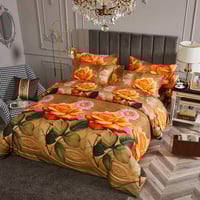 Image 1 of King or Queen Size Duvet Cover Set, 6 Piece Luxury Floral Bedding, Dolce Mela Eden