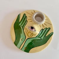Image 1 of Ceramic  Plate / Tapered Candle Holder / Incense Holder  VII