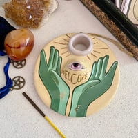 Image 3 of Ceramic  Plate / Tapered Candle Holder / Incense Holder  VII