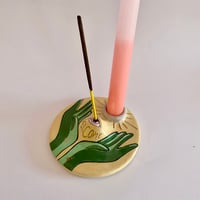 Image 2 of Ceramic  Plate / Tapered Candle Holder / Incense Holder  VII