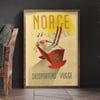 Norge Skisportens Vugge | Knut Yran | 1951 | Wall Art Print | Vintage Travel Poster