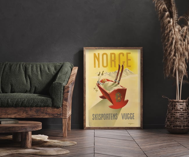 Norge Skisportens Vugge | Knut Yran | 1951 | Wall Art Print | Vintage Travel Poster
