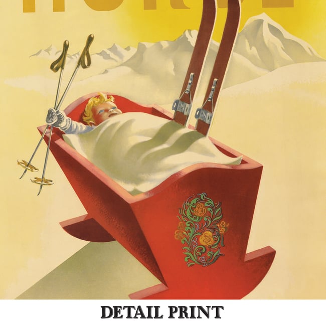 Norge Skisportens Vugge | Knut Yran | 1951 | Wall Art Print | Vintage Travel Poster
