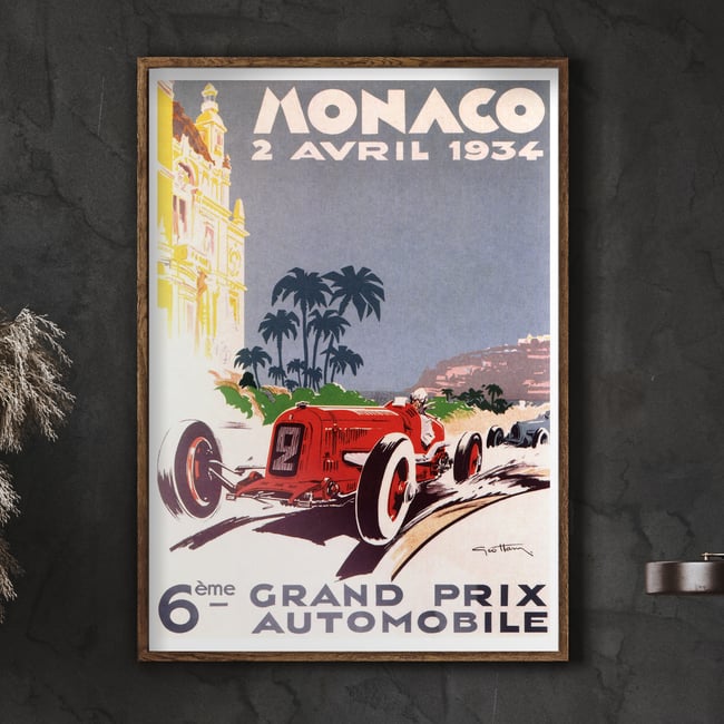6th Grand Prix Monaco | Georges Hamel | 1934 | Wall Art Print | Vintage Poster