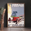 6th Grand Prix Monaco | Georges Hamel | 1934 | Wall Art Print | Vintage Poster
