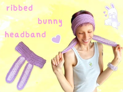 Image of Ribbed Bunny Headband Crochet Pattern