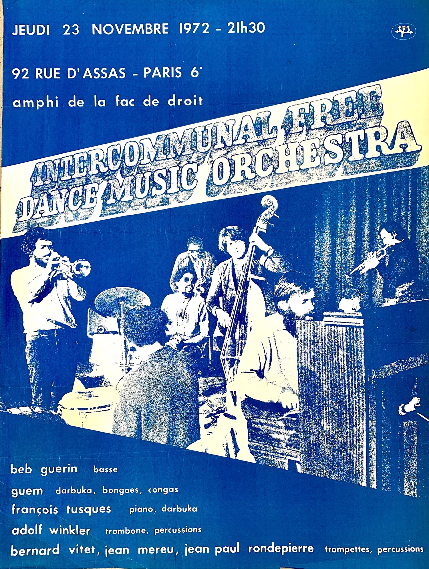 Intercommunal Free Dance Music Orchestra Concert Novembre 1972 poster.