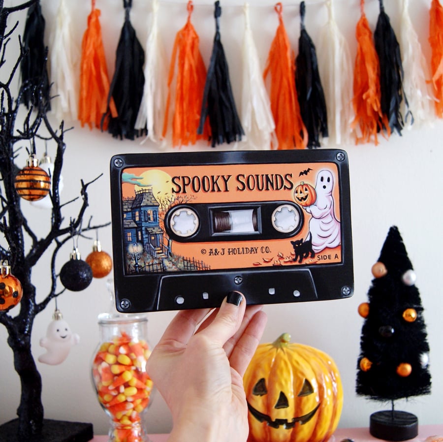 Image of Spooky Sounds cassette tape plaque 