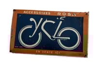 Advertising plate in painted curved sheet metal "Accessoires Rosa" 25x15cm.