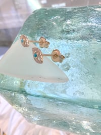 Image 3 of 14k diamond & Turquoise evil eye studs earrings 
