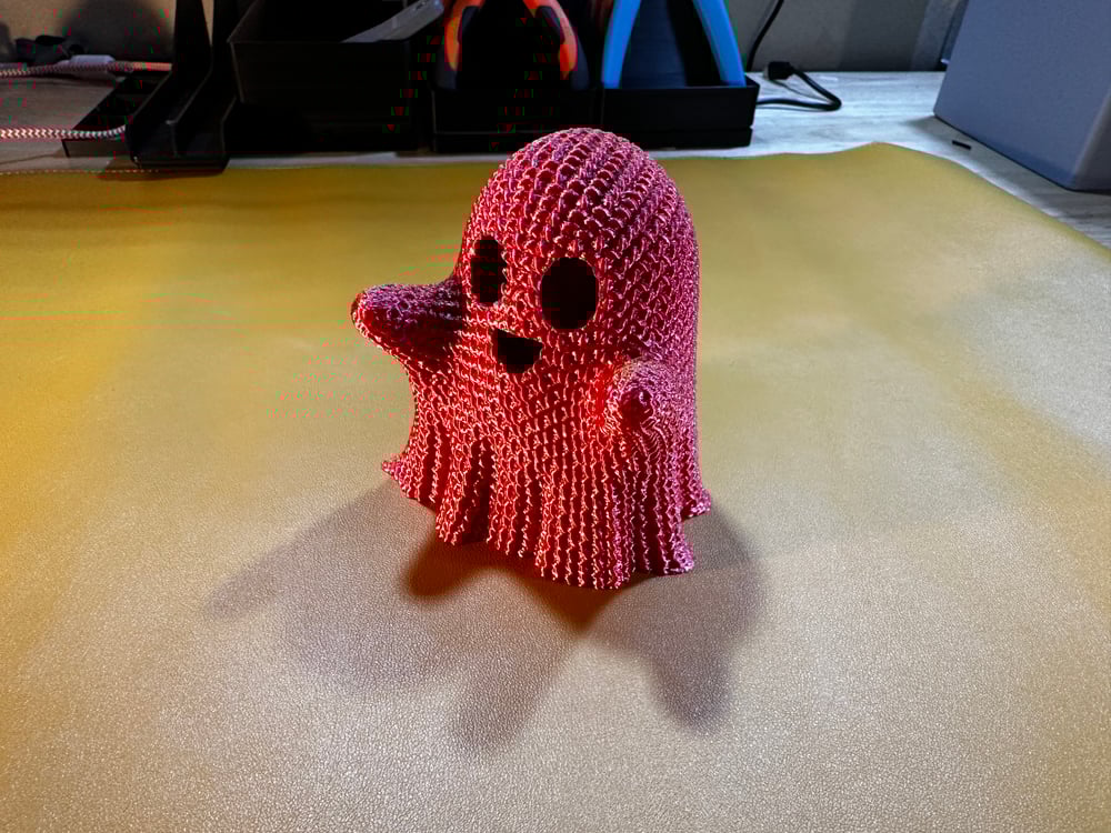 Image of Smiling Ghost with Knit Pattern