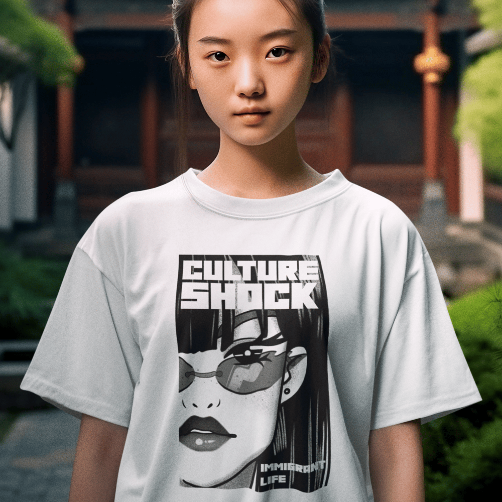 CULTURE SHOCK B&W GRAPHIC 100% COTTON ADULT UNISEX T-SHIRT