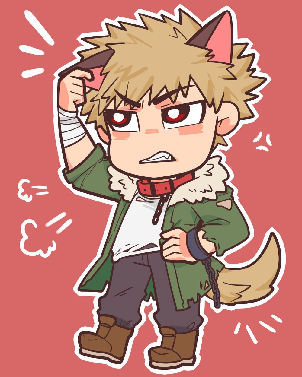 Image of Baku Chibi Halloween Werewolf AU