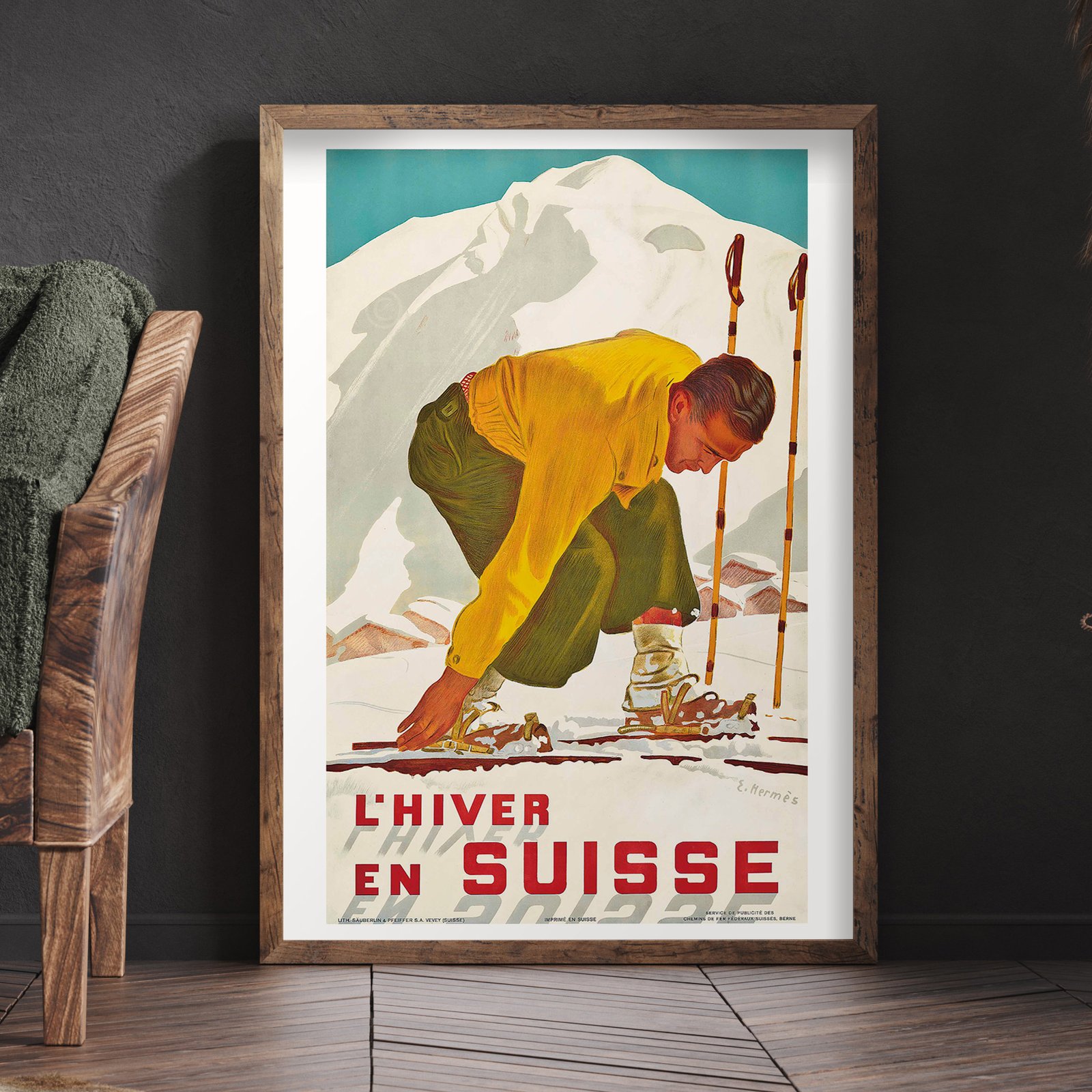 L'Hiver en Suisse | Erich Hèrmes | 1938 | Wall Art Print | Vintage