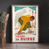 L'Hiver en Suisse | Erich Hèrmes | 1938 | Wall Art Print | Vintage Travel Poster