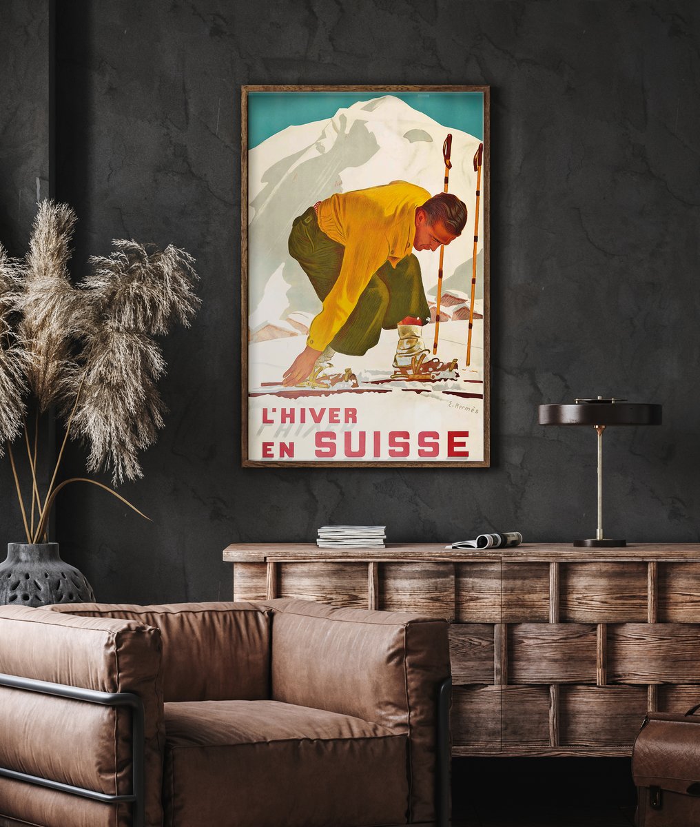 POSTER HQ 40x60cm d'une AFFICHE VINTAGE SKI 1940