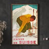 L'Hiver en Suisse | Erich Hèrmes | 1938 | Wall Art Print | Vintage Travel Poster