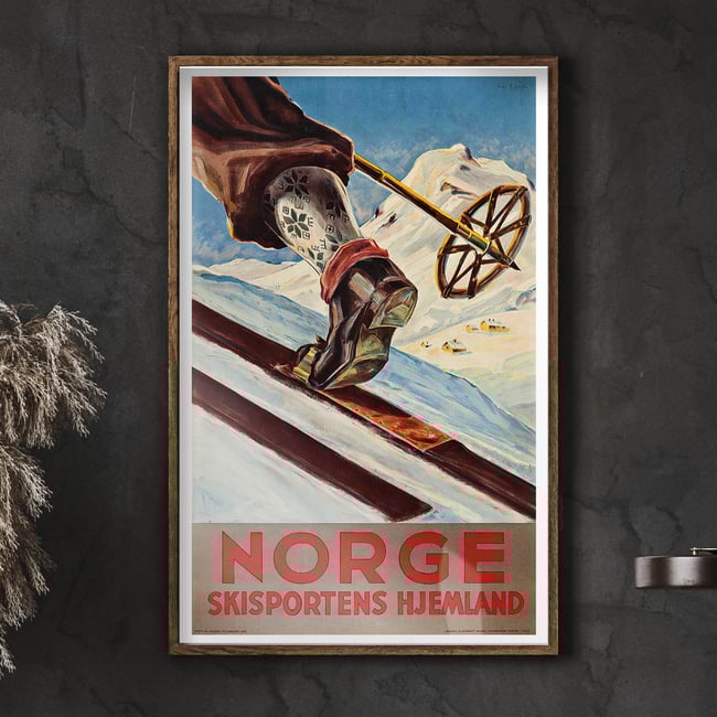 Norge Skisportens Hjemland | Dagtin Th. Hanssen | 1935 | Wall Art Print | Vintage Travel Poster