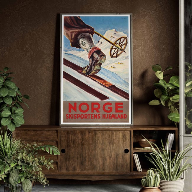 Norge Skisportens Hjemland | Dagtin Th. Hanssen | 1935 | Wall Art Print | Vintage Travel Poster