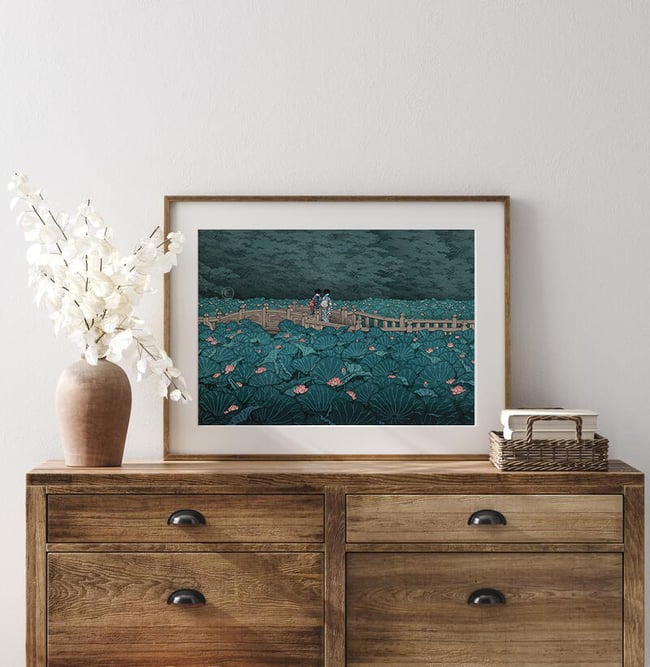 Kawase Hasui | Lotus Pond Landscape | Shiba Benten Pond | Japanese Print