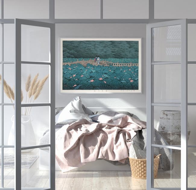 Kawase Hasui | Lotus Pond Landscape | Shiba Benten Pond | Japanese Print