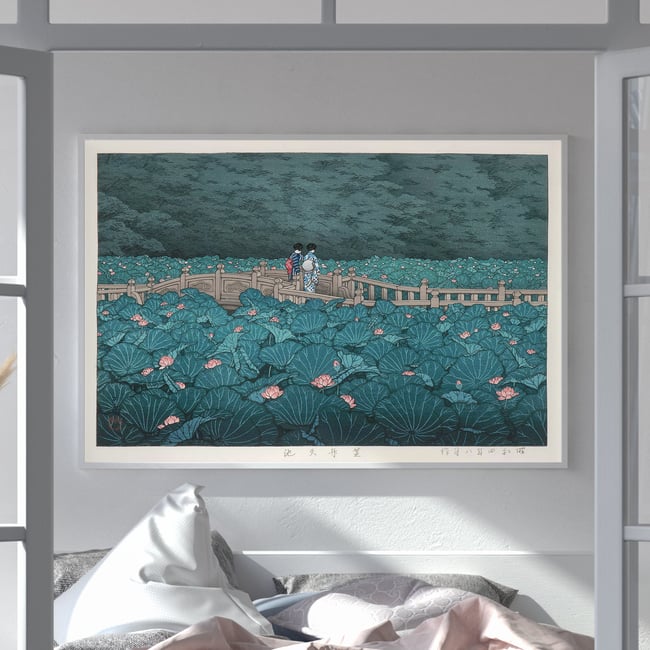 Kawase Hasui | Lotus Pond Landscape | Shiba Benten Pond | Japanese Print