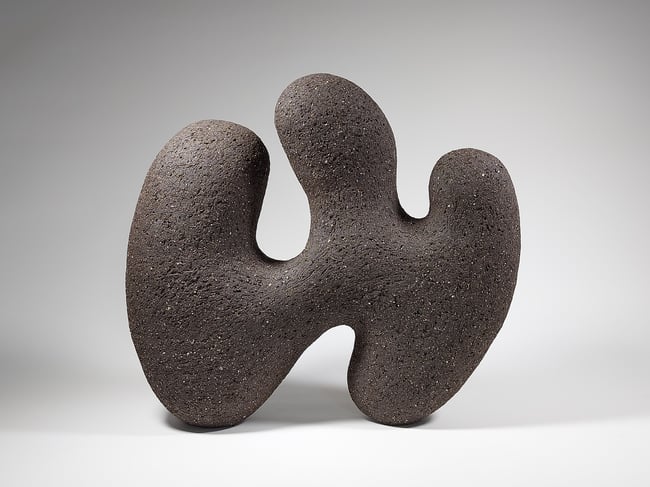 Emerge - Hand-Built Black Abstract Ceramic Sculpture