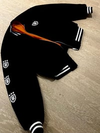 BLACK EMBLEM VARSITY BOMBER 