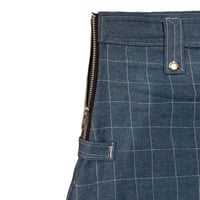 Image 3 of (Pre-Order) Quilted Denim & Rayon Linen Kilt (Bleached Indigo)