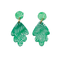 Green Monstera Leaf Earrings