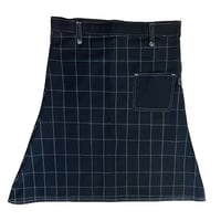 Image 1 of (Pre-Order) Quilted Denim & Rayon Linen Kilt (Black Bull)